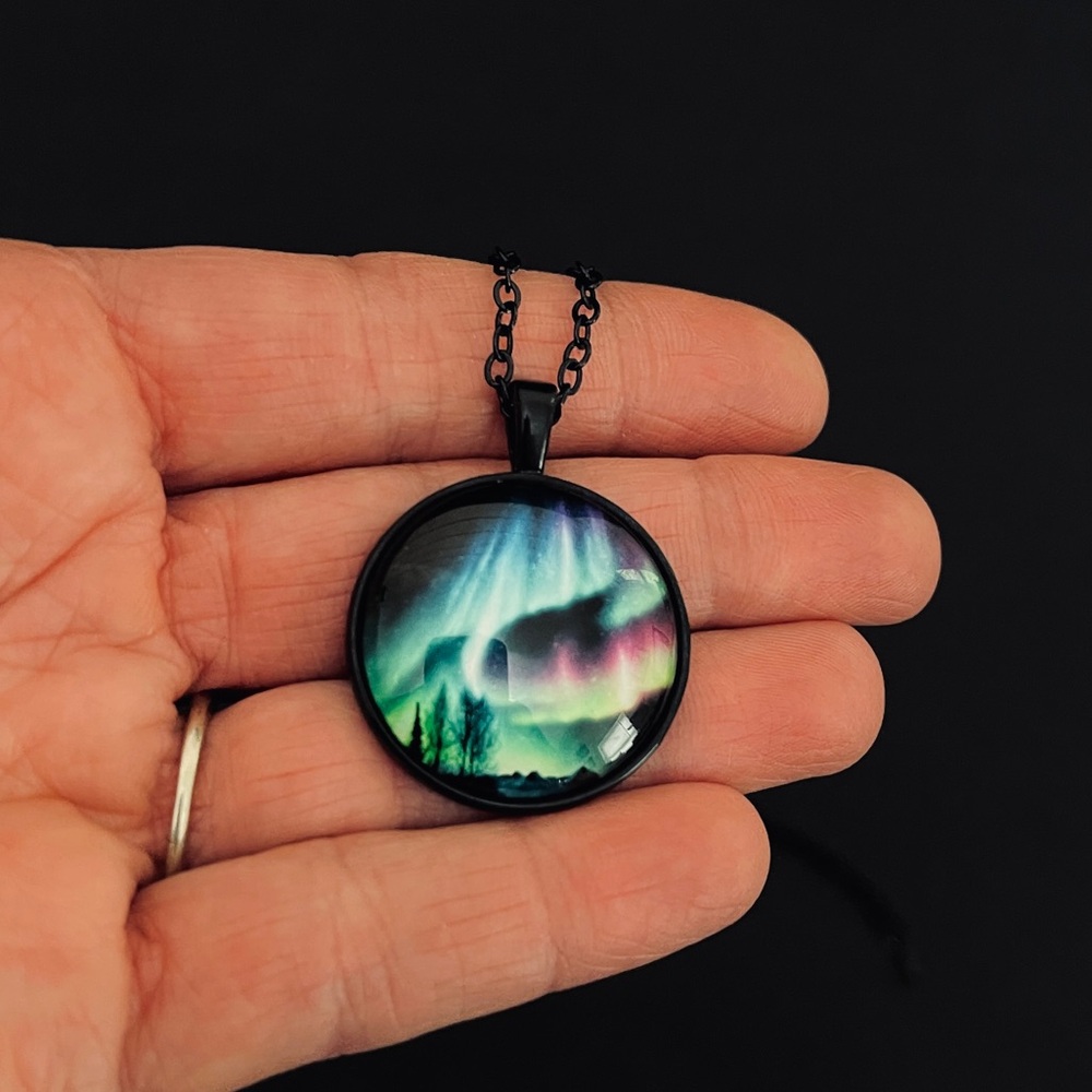 Northern Lights Black Pendant Necklace.